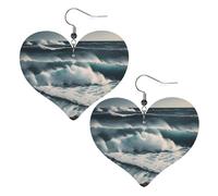 Wild Seas Leather Earrings for Women Heart Dangle Earrings Lightweight Drop Earring Jewelry Gift
