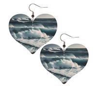 Wild Seas Leather Earrings for Women Heart Dangle Earrings Lightweight Drop Earring Jewelry Gift