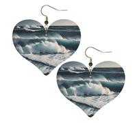 Wild Seas Leather Earrings for Women Heart Dangle Earrings Lightweight Drop Earring Jewelry Gift