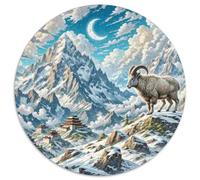 Wild Sheep Climbing Cliff 1000 Pieces Jigsaw Puzzles 12 Years And Up Art Round Jigsaw Puzzle Impossible Hard Challenging for Adults Family Game Stress Reliever Expert Skill Level 1000pcs (67.5x67.5cm)