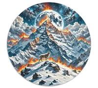 Wild Sheep Climbing Cliff 1000 Pieces Jigsaw Puzzles for Adults And Kids Art Round Puzzle Fun Challenging Family Game Stress Reliever Expert Skill Level 1000pcs (67.5x67.5cm)