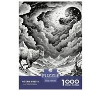 Wild Sheep Climbing Cliff 1000 Pieces Portable Jigsaw Puzzle Animal Age 3+ Cool Collage Effect, Home Decoration, Educational, Challenging 70x50cm/1000pcs