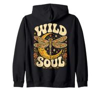 Wild Soul Dragonfly Moon Celestial Boho Moon Spirit Zip Hoodie
