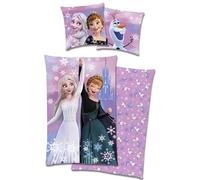 Wild South Shop Disney Frozen Anna Elsa Bed Linen, 80 x 80 cm + 135 x 200 cm, 100% Cotton with Zip