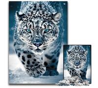 Wild Spotted Snow Leopard JigsawPuzzle 1000 Pieces for Adults Wooden Jigsaw Perfect Home Or Office Decor Ideal 1000 PCS(75x50cm)