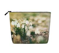 Wild Spring Snowdrop, Cosmetic Bag Imitation Linen Makeup Bag Portable Travel Toiletry Bag
