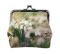 Wild Spring Snowdrop, PU Leather Coin Purse, Small Wallets, Change Pouch with Kiss Lock Clasp Buckle, Change Purse