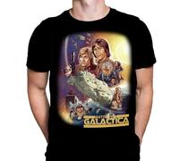 Wild Star Hearts - Battlestar Galatica - Retro Sci-Fi TV Show Graphic Tee Classic Sci-Fi TV Show Merch Mens Black Cotton Graphic Tee