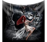 Wild Star Hearts Dracula's Bride Fleece Blanket, Gothic Home Decor, Soft Fleece Bed Throw Tapestry, Dark Fantasy Art by Sarah Richter, 58 x 58inches