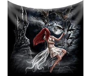 Wild Star Hearts Dracula's Bride Fleece Blanket, Gothic Home Decor, Soft Fleece Bed Throw Tapestry, Dark Fantasy Art by Sarah Richter, 58 x 58inches