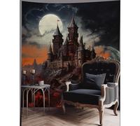 Wild Star Hearts Gothic Tapestry, Dracula's Castle, Dracula Wall Art, Gothic Castle Wall Tapestry, Dark Fantasy Night Scene, Medieval Architecture Wall Art