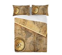 Wild Star Hearts Old World Navigation - Duvet Covers Set with Pillowcases Double Bed Occult Bedding