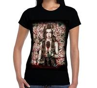 Wild Star Hearts Savage Garden Womens Capsleeve Tshirt, Black Gothic T-Shirt with Occult Dark Fantasy Art by Enys Guerrero