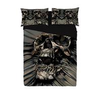Wild Star Hearts SKULL RIP-THRU Super King Size Bed Duvet Cover & Pillowcase Set