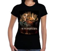 Wild Star Hearts Supernatural Womens Capsleeve Tshirt, Black T-Shirt with Occult Dark Fantasy Art