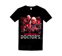 Wild Star Hearts The First Four Doctors T-Shirt - Sci-Fi TV Show Merchandise - Men's Black T-Shirt