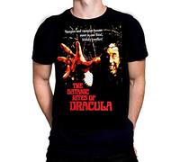 Wild Star Hearts The Satanic Rites of Dracula Movie Poster Mens T-Shirt Black Cotton Graphic Tee Shirt (XL)