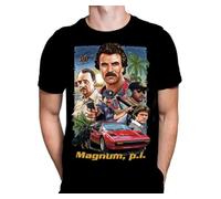 Wild Star Hearts WSH - Magnum P.I - Classic 80's Crime Drama TV Show - Fan Merchandise Men's Black T-Shirt