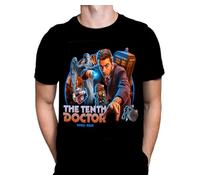 Wild Star Hearts WSH - The Tenth Doctor - TV Show Fan Merchandise Timelord Doctor Black T-Shirt