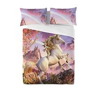 Wild Star@Home Awesome Unicorn Double Bed Duvet Cover Set, Young Girls Bedroom Pink Room Decor, Artwork by David Penfound