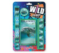 Wild Stationery Deluxebase Dolphin Set These Fun School Supplies Kits Include 2 Pencils, Eraser, Pencil Sharpener, Ruler and Notebook, Stationery Set
