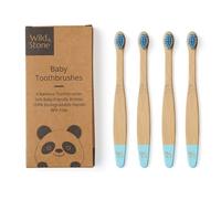 Wild & Stone Organic Baby Bamboo Toothbrush | 4 Pack | Soft Fibre Bristles | 100% Biodegradable Handle | BPA Free | Vegan Eco Friendly Baby Toothbrushes (Baby Blue)
