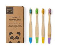 Wild & Stone | Organic Children's Bamboo Toothbrush | 4 Pack | Soft Fibre Bristles | 100% Biodegradable Handle | BPA Free | Vegan Eco Friendly Kids Toothbrushes (Multicolour)