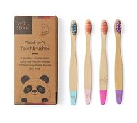 Wild & Stone | Organic Children's Bamboo Toothbrush | 4 Pack | Soft Fibre Bristles | 100% Biodegradable Handle | BPA Free | Vegan Eco Friendly Kids Toothbrushes (Candy)