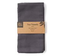 Organic Cotton Tea Towels Herringbone Weave 2 Pack Wild & Stone Dark Grey One Size