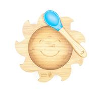 Wild & Stone | You are My Sunshine Baby Suction Bowl and Matching Spoon Set | Eco-Friendly Bamboo Baby Plate | Detachable Suction Base (Baby Blue)