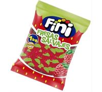Wild Strawberries Sweets 1kg Bag FINI - Soft Sugar-Coated Strawberry Jelly Candy - Bulk Sharing Pack