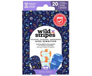 Wild Stripes Kids Sensitive Space Children's sticking plasters with space, dinosaur, and whale themes 1 pcs