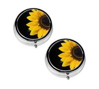 Wild Sunflower Print Pill Box 3 Compartment Medicine Pill Case,Portable for Pocket Or Purse Pill Organizer Decorative Metal Medicine Vitamin Organizer Unique Gift