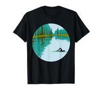 Wild swimming by a green forest, open water swimming gift T-Shirt