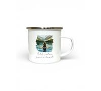 Wild Swimming Enamel Mug 12oz, Brunette Hair