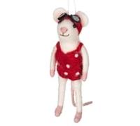 Wild Swimming Mouse 'Belle', Handmade Felted Wool, Red Polka Dot Swimsuit, Bathing Beauty, Swim Club, Open Water, Seaside, Coastal, Beach, Pool