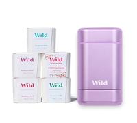 Wild - The Full Monty Starter Kit - Purple Case with Refills in a Variety of Fresh Scents 5 x 40g - Refillable Deodorant & Aluminium Free - Long Lasting Protection - Natural Ingredients