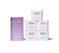 Wild - The Ultimate Full Monty Starter Kit - Purple Case with 5 x 40g Refills in a Variety of Scents - Refillable Deodorant - Aluminium Free - Long Lasting Protection - 100% Natural Ingredients