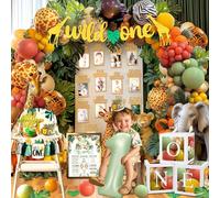 Wild Theme One Birthday Decorations, Wild Animal One Birthday Party Decorations Supplies, Safari Jungle Theme First Birthday Decor for Boy or Girl