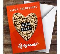 Wild Thing Leopard Print Heart Personalised Valentine's Day Card - Personalised Valentines Card, Valentine's Day Card For Him, For Her, Special Valentine's Card
