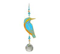 Wild Things Gifts Crystal Ball Pendant Suncatcher Mobile - Tree of Life - Rainbow Hanging Crystal Ornament With Gold & Coloured Glass Details (Kingfisher)