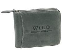 WILD THINGS ONLY !!! Men's Genuine Leather Wallet with All-Round Zip and RFID Protection, gray, Standard, Landscape
