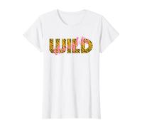 Wild Thoughts Tiger Print Pink Funny Value Graphic T-Shirt, Women, White, M