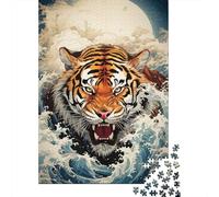 Wild Tiger 1000 Piece Jigsaw Puzzle Paper for Adults Ocean Waves Nature Relaxing Home Decor Focus 52x38cm/1000pcs