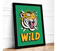 Wild Tiger Energy Framed Wall Art Print A4 Black