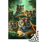 Wild Tiger Group 1000 Piece Jigsaw Puzzle Premium Paper for Adults Jungle Wildlife Scene Jigsaw Puzzle for Family Home Decor Mindfulness Gift 38x26cm/1000pcs