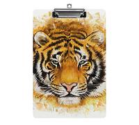 Wild Tiger Head Watercolor Painting A4 Size Clipboard Funny Aesthetic Working Studying Letter Standard Clip Board 12.5×8.5 in Hardboard for School Classroom Kids Writing Drawing