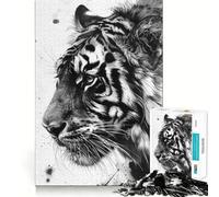 Wild Tiger Ink Painting Adult Jigsaw1000 Pieces Cognitive Train Game Tight Interlock No Gaps Calming Mental Break Activity (50x75cm)