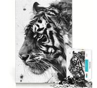 Wild Tiger Ink Painting Jigsaws 1000 Pieces for Adults Memory Boost Game Professional Grade Cutting Heartwarming Gathering Activity (38x52cm)