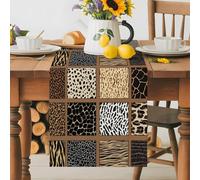 Wild Tiger Leopard Cow Texture Table Runner 72 Inches Long,Table Runners Kitchen Dining Tables Decoration for Home Party Decor, Abstract Splicing Leather Art Tables Runner Wedding Dresser Scarf